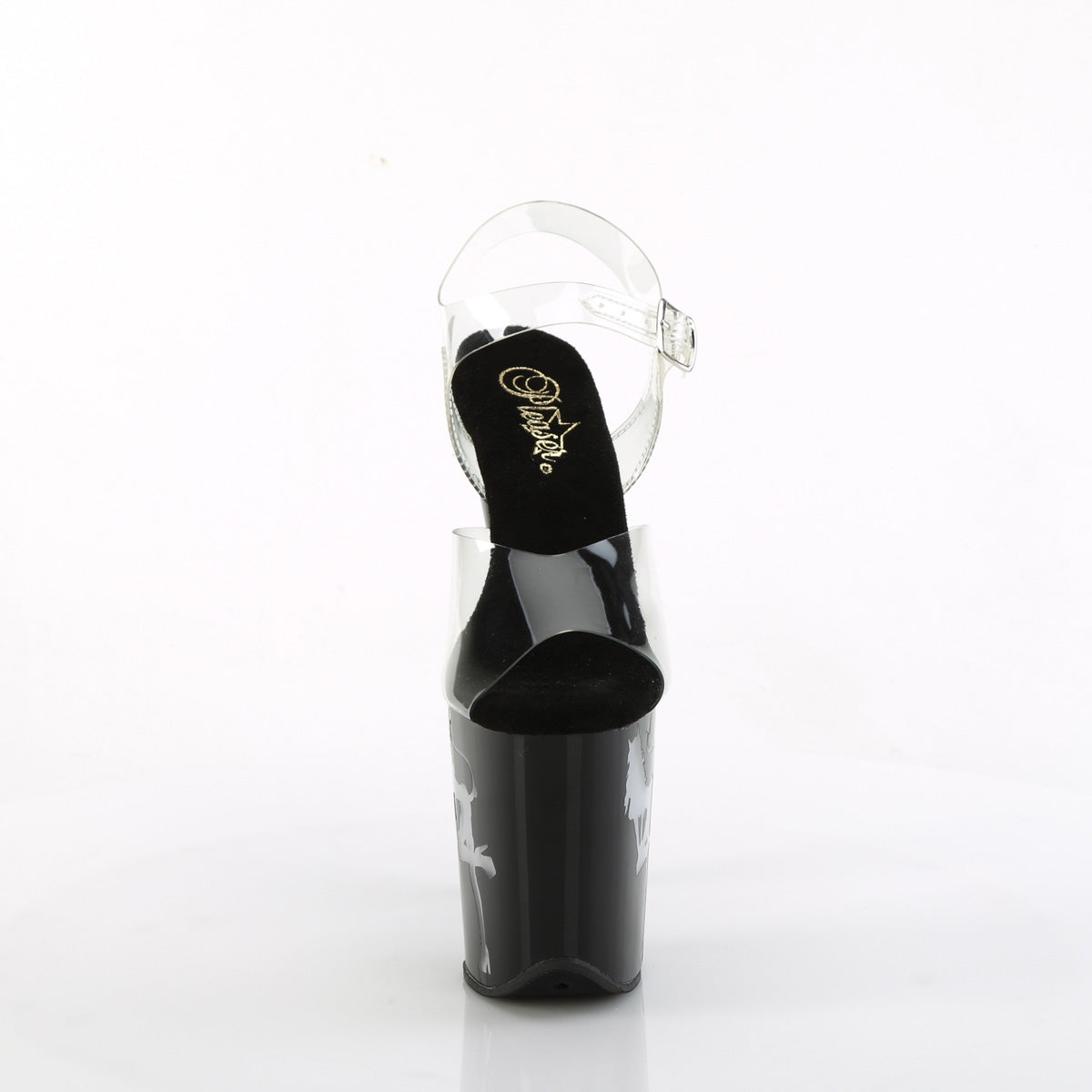 FLAMINGO-808NLDG Pleaser Clear Black 8 Inch Sexy Platform Pole Heels