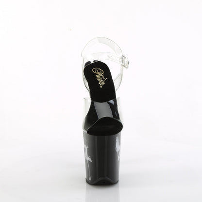 FLAMINGO-808NLDG Pleaser Clear Black 8 Inch Sexy Platform Pole Heels
