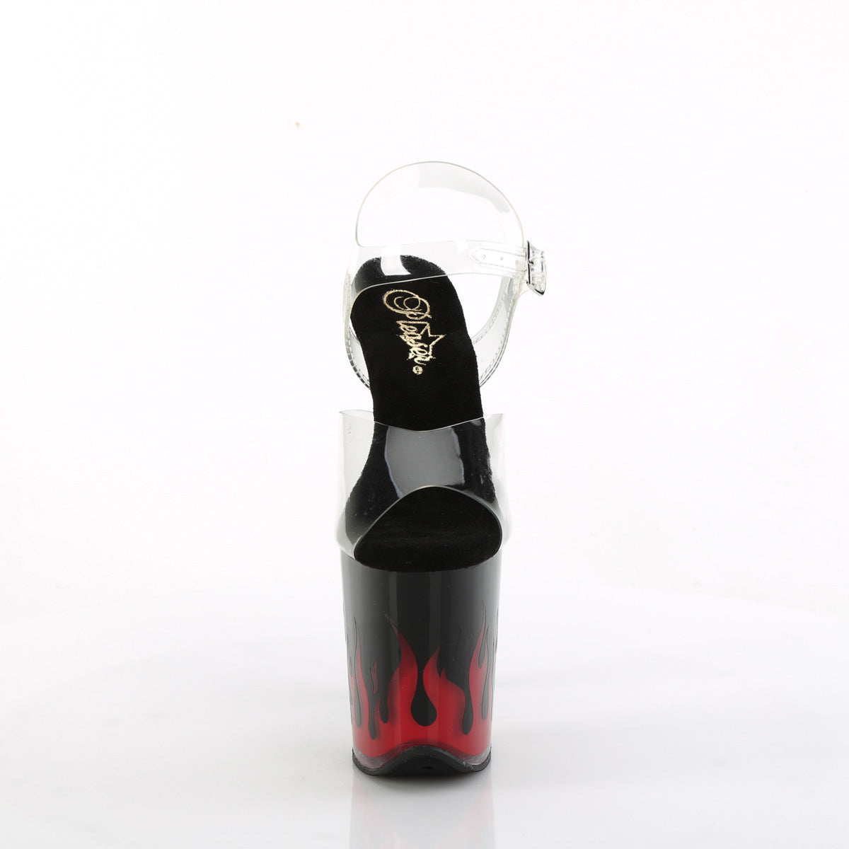 FLAMINGO-808NLFL Pleaser Black Red 8 Inch Sexy Platform Pole Heels