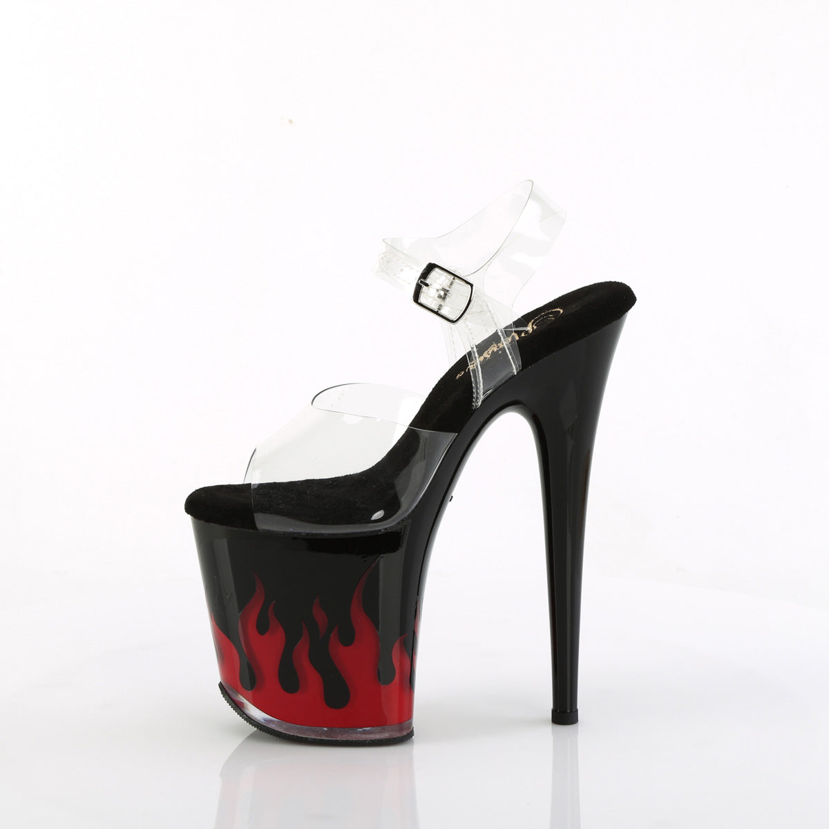 FLAMINGO-808NLFL Pleaser Black Red 8 Inch Sexy Platform Pole Heels
