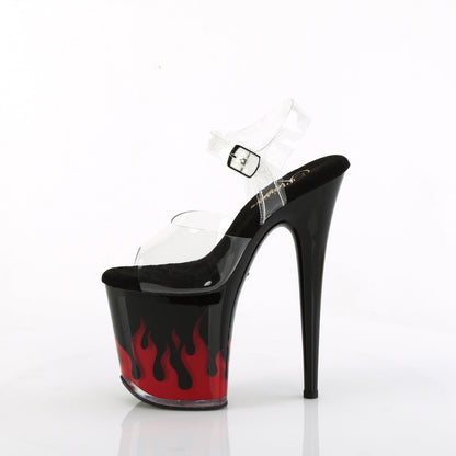 FLAMINGO-808NLFL Pleaser Black Red 8 Inch Sexy Platform Pole Heels
