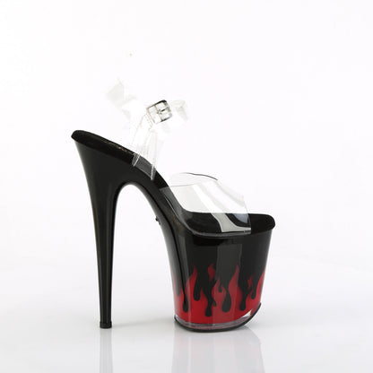 FLAMINGO-808NLFL Pleaser Black Red 8 Inch Sexy Platform Pole Heels
