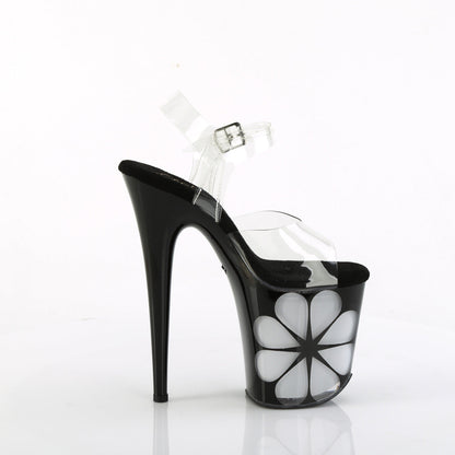 FLAMINGO-808NLHS Pleaser Clear Black 8 Inch Platform Sexy Pole Heels