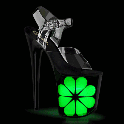 FLAMINGO-808NLHS Pleaser Clear Black 8 Inch Platform Sexy Pole Heels Clr Blk-Multi