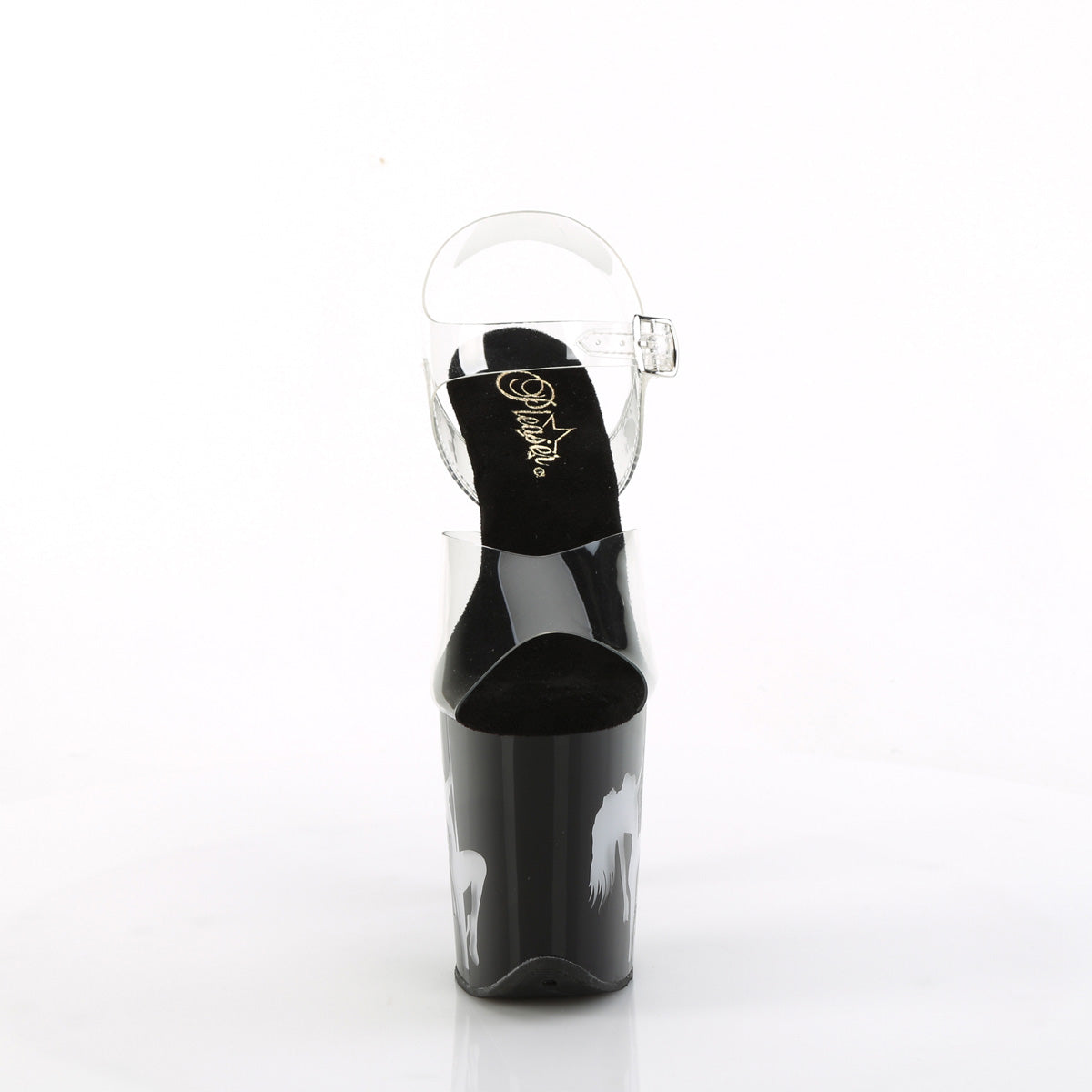 FLAMINGO-808NLSG Pleaser Clear Black 8 Inch Platform Dancer Pole Heels