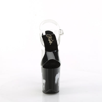 FLAMINGO-808NLSG Pleaser Clear Black 8 Inch Platform Dancer Pole Heels