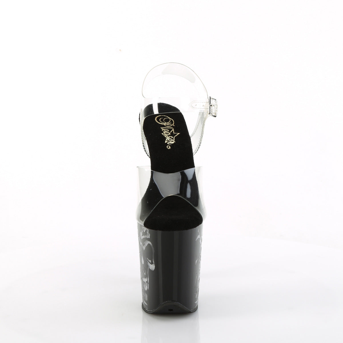 FLAMINGO-808NLSK Pleaser Clear Black 8 Inch High Dancers Pole Heels