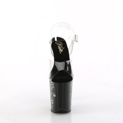 FLAMINGO-808NLSK Pleaser Clear Black 8 Inch High Dancers Pole Heels