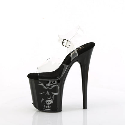 FLAMINGO-808NLSK Pleaser Clear Black 8 Inch High Dancers Pole Heels