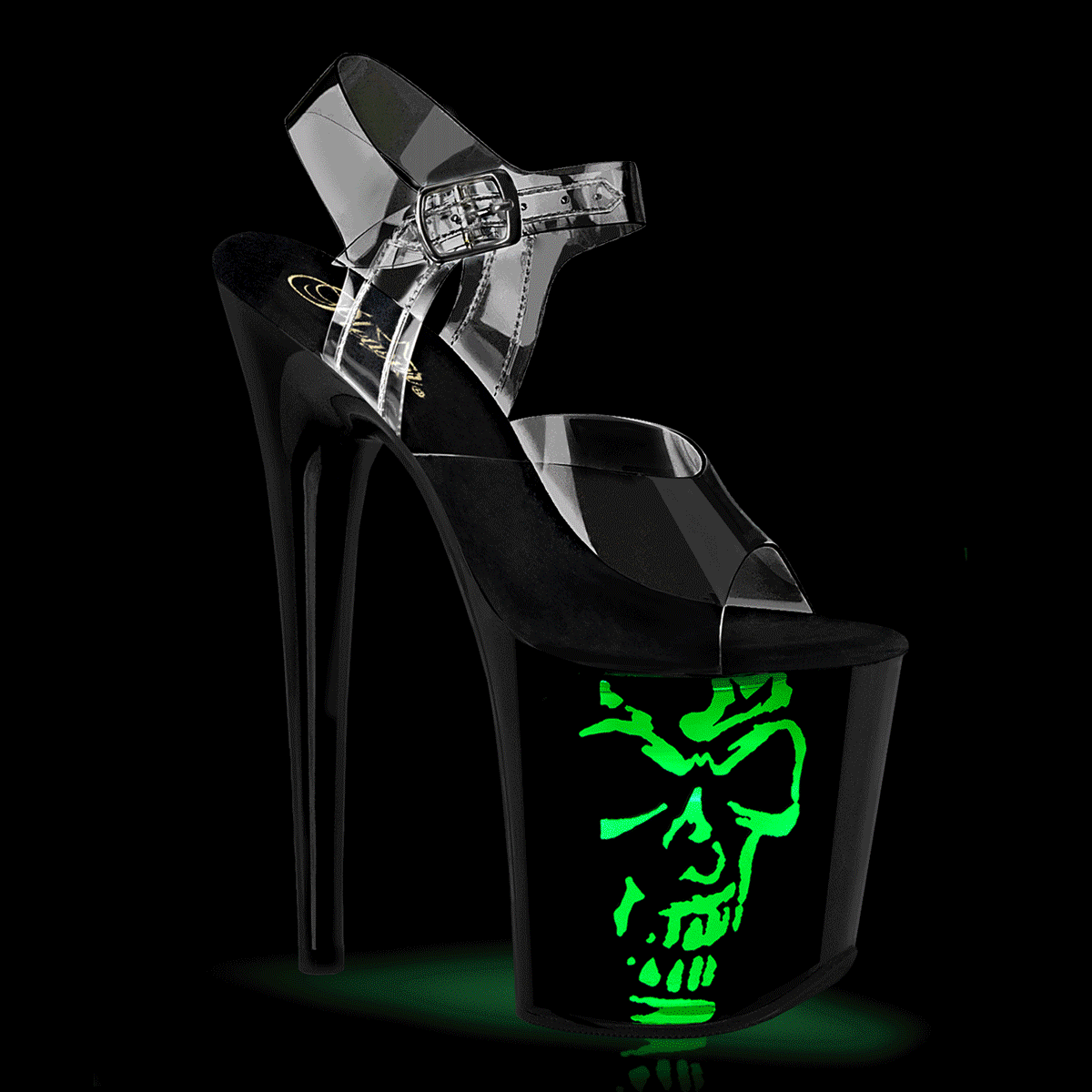 FLAMINGO-808NLSK Pleaser Clear Black 8 Inch High Dancers Pole Heels Clr Blk-Multi