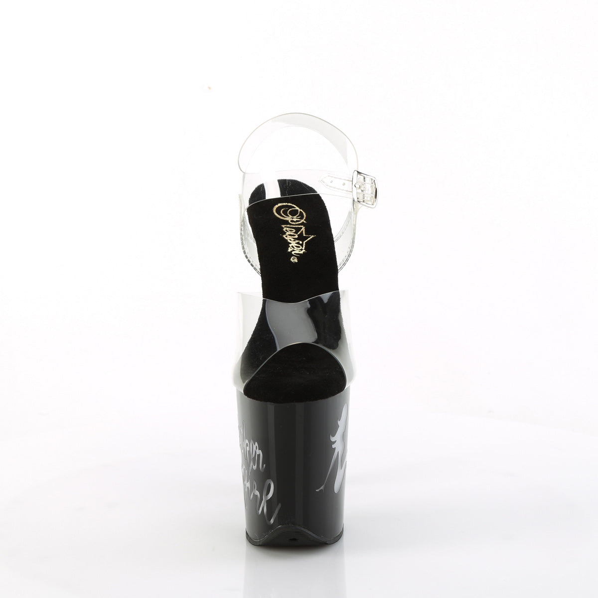 FLAMINGO-808NLTG Pleaser Clear Black 8 Inch Statement Dancer Pole Heels