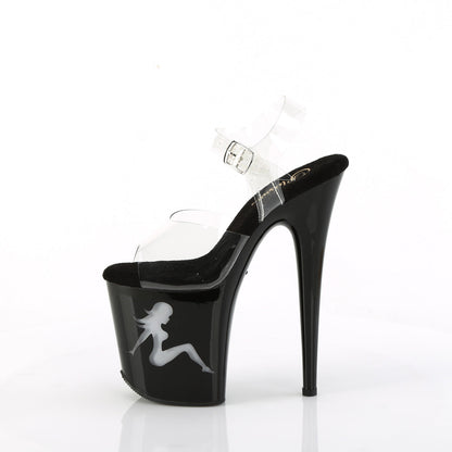 FLAMINGO-808NLTG Pleaser Clear Black 8 Inch Statement Dancer Pole Heels