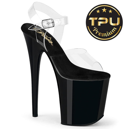 FLAMINGO-808PREM Pleaser Clear Black 8 Inch High Dancers Pole Heels
