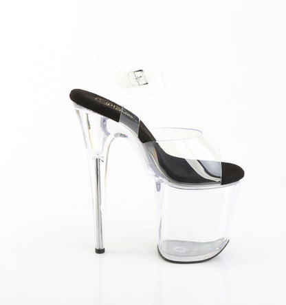FLAMINGO-808PREM Pleaser Clear Black 8 Inch Platform Dancer Pole Heels