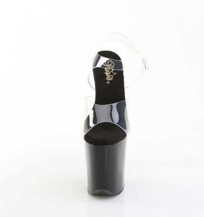 FLAMINGO-808PREM Pleaser Clear Black 8 Inch High Dancers Pole Heels