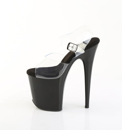 FLAMINGO-808PREM Pleaser Clear Black 8 Inch High Dancers Pole Heels