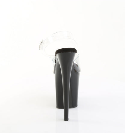 FLAMINGO-808PREM Pleaser Clear Black 8 Inch High Dancers Pole Heels