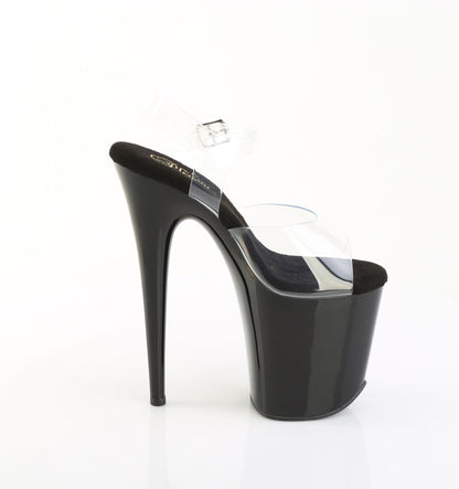 FLAMINGO-808PREM Pleaser Clear Black 8 Inch High Dancers Pole Heels