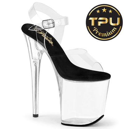FLAMINGO-808PREM Pleaser Clear Black 8 Inch Platform Dancer Pole Heels