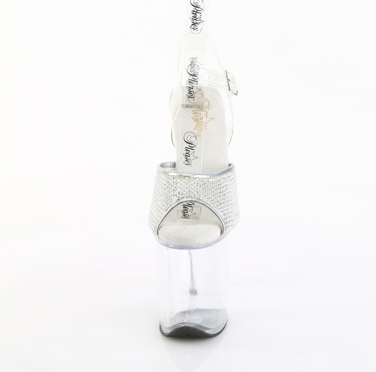FLAMINGO-808PREM-RSN Pleaser Clear Silver 8 Inch Exotic Dancing Pole Heels