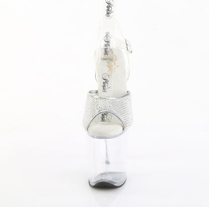 FLAMINGO-808PREM-RSN Pleaser Clear Silver 8 Inch Exotic Dancing Pole Heels