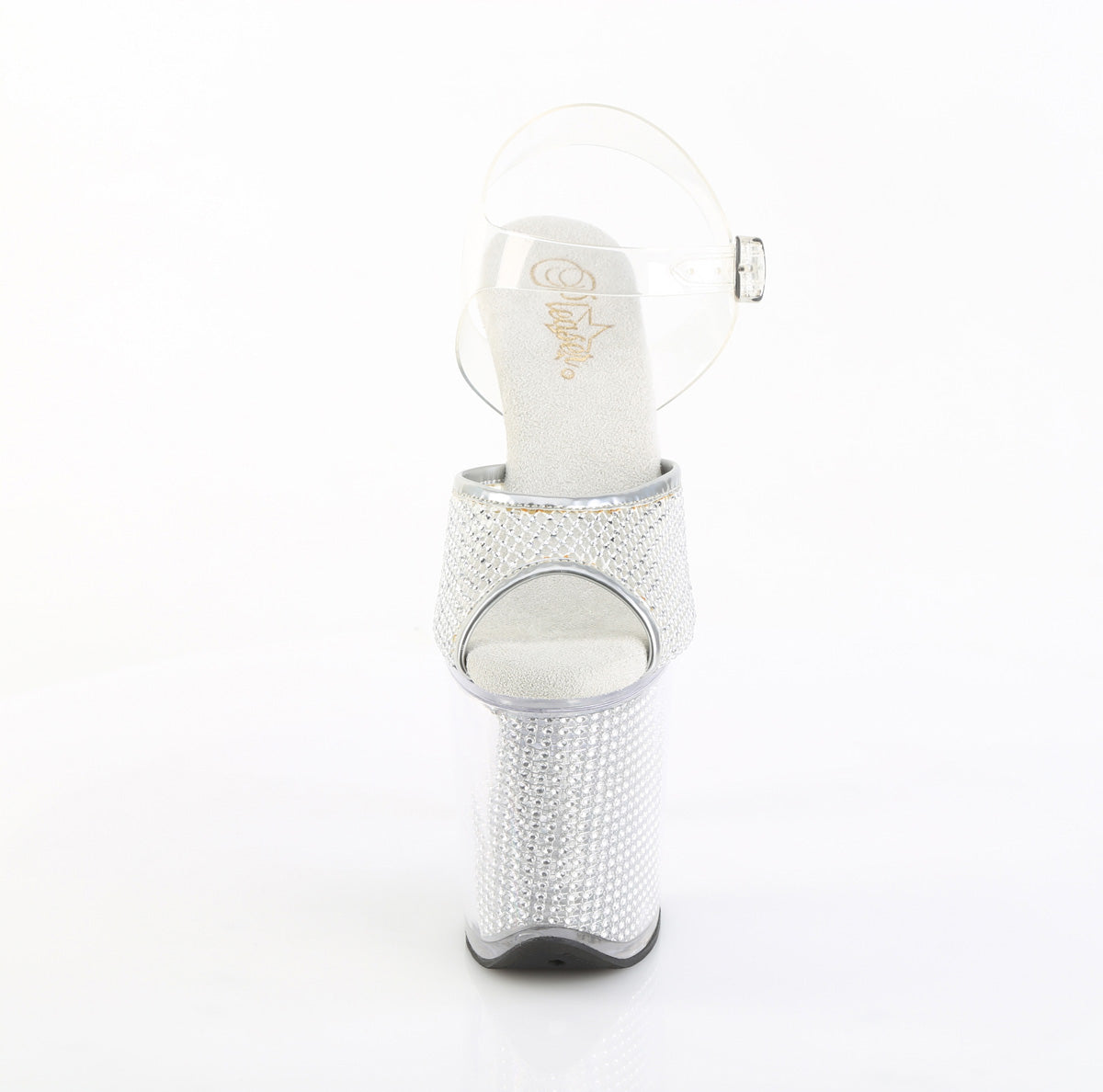 FLAMINGO-808PREM-RSN Pleaser Clear Silver 8 Inch Sexy Platform Pole Heels