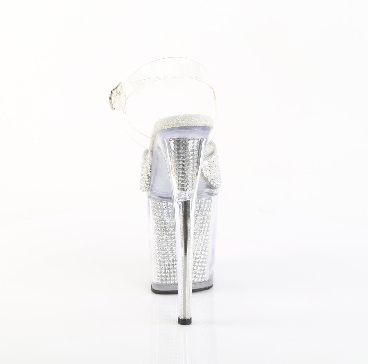 FLAMINGO-808PREM-RSN Pleaser Clear Silver 8 Inch Sexy Platform Pole Heels