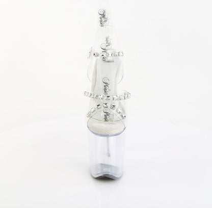 FLAMINGO-808PREM-STN Pleaser Clear 8 Inch Sexy Platform Pole Heels