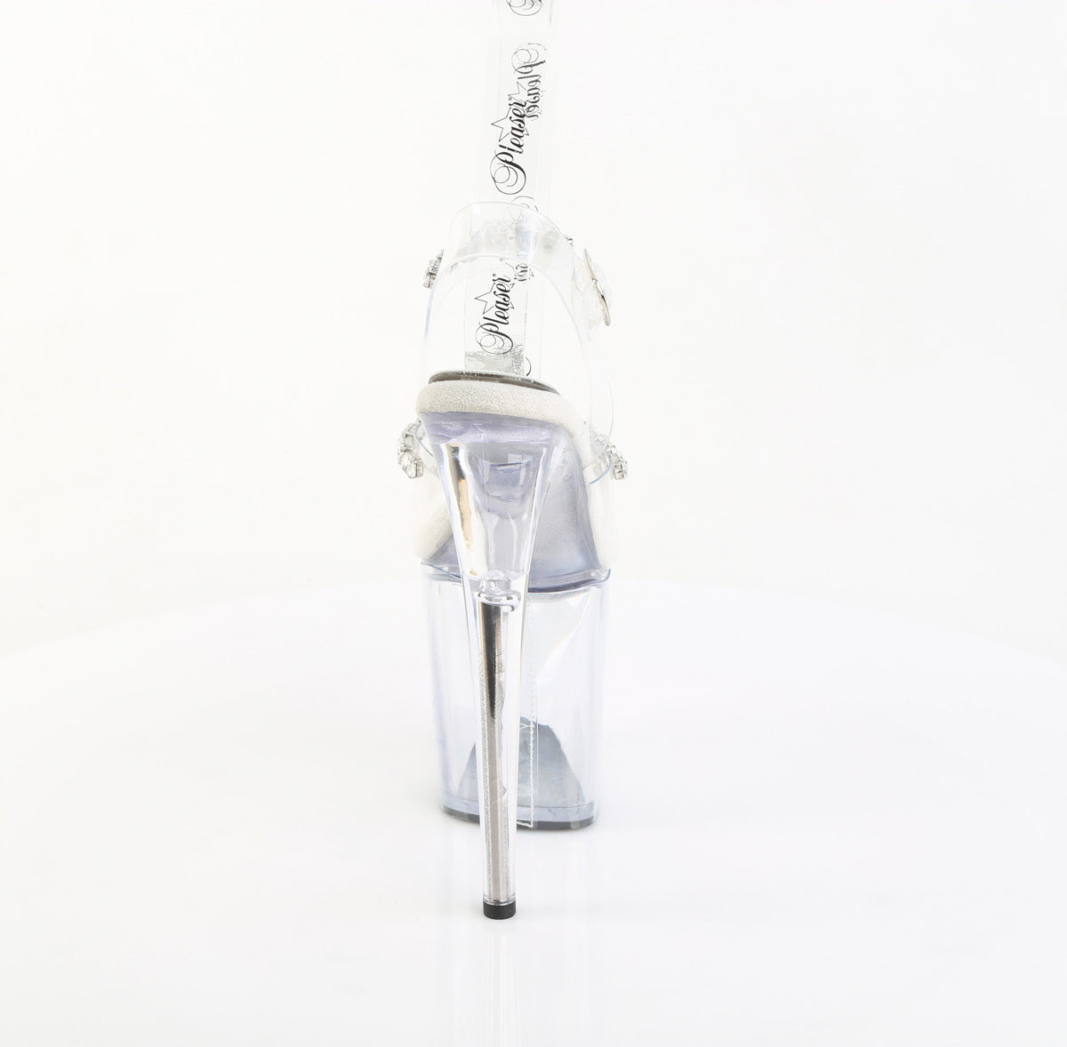 FLAMINGO-808PREM-STN Pleaser Clear 8 Inch Sexy Platform Pole Heels