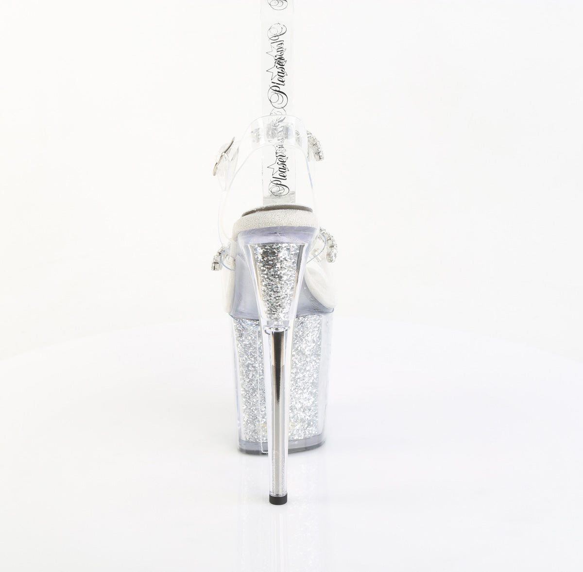 FLAMINGO-808PREM-STN Pleaser Clear Silver 8 Inch Platform Sexy Pole Heels