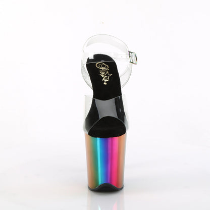 FLAMINGO-808RC Pleaser Rainbow Chrome 8 Inch Sexy Platform Pole Heels