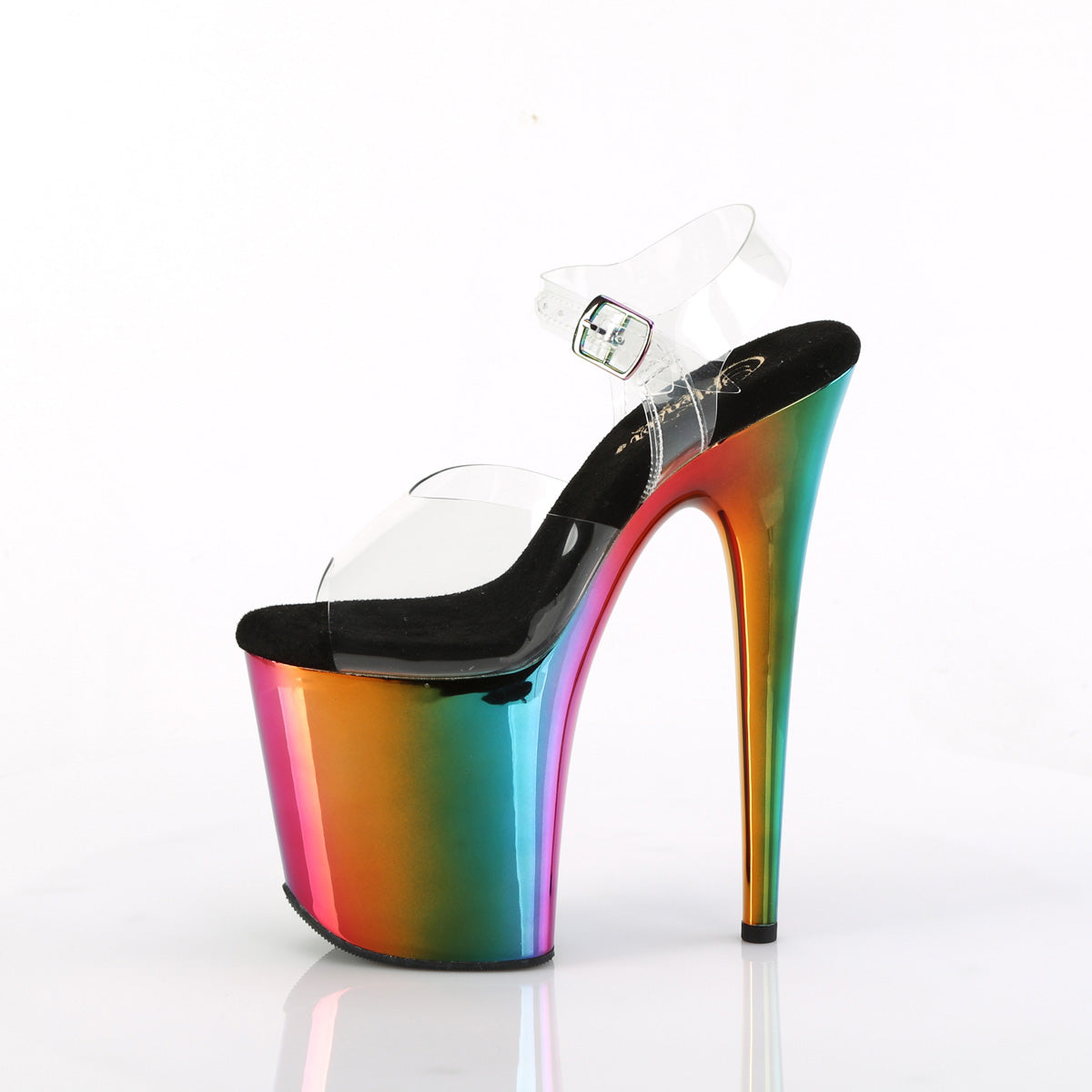 FLAMINGO-808RC Pleaser Rainbow Chrome 8 Inch Sexy Platform Pole Heels
