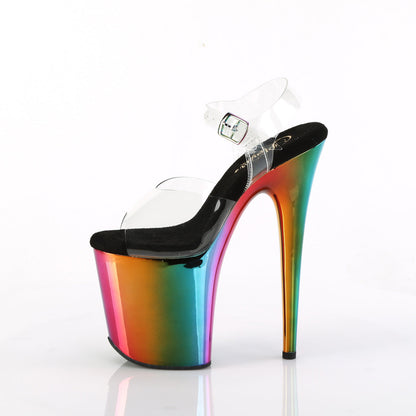 FLAMINGO-808RC Pleaser Rainbow Chrome 8 Inch Sexy Platform Pole Heels