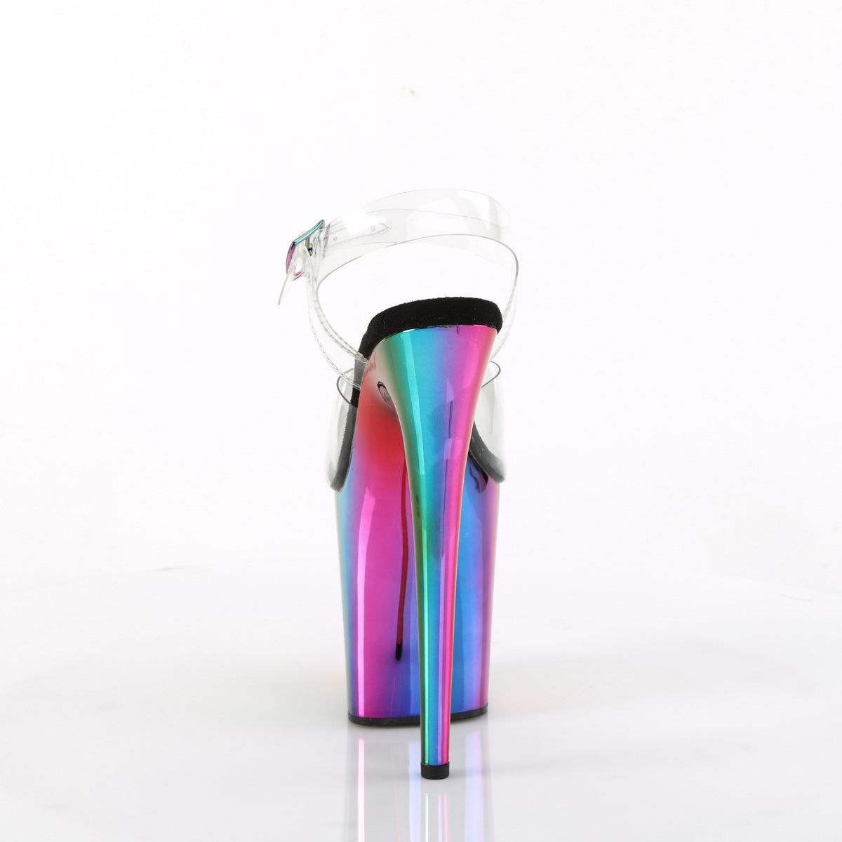 FLAMINGO-808RC Pleaser Rainbow Chrome 8 Inch Sexy Platform Pole Heels
