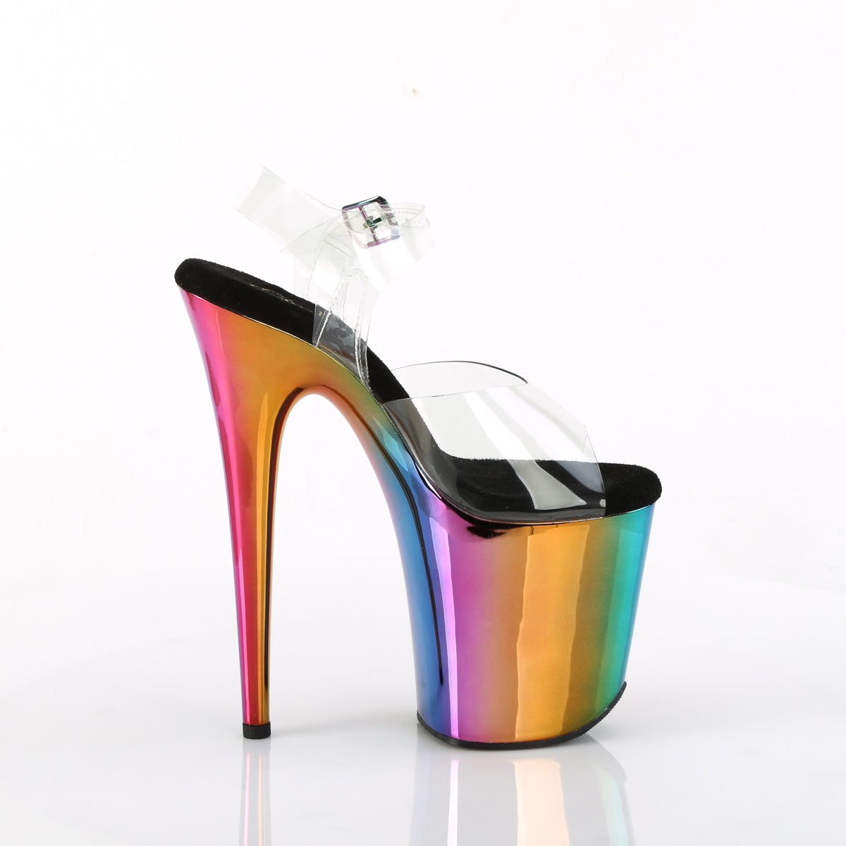FLAMINGO-808RC Pleaser Rainbow Chrome 8 Inch Sexy Platform Pole Heels