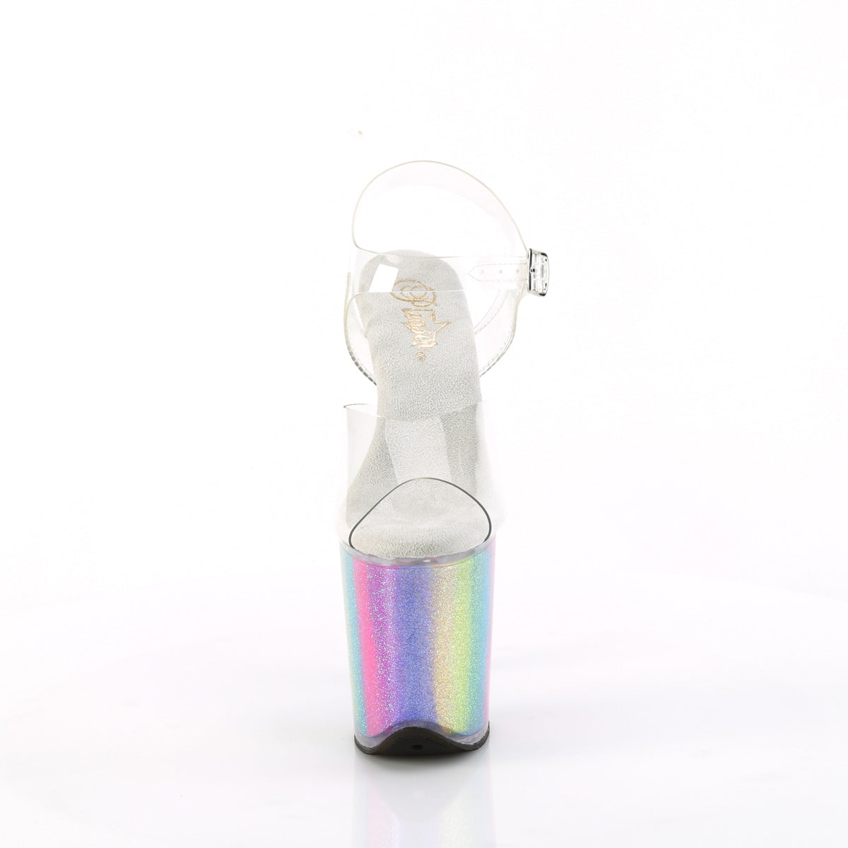FLAMINGO-808RG-01 Pleaser Rainbow Glitter 8 Inch Sexy Platform Pole Heels