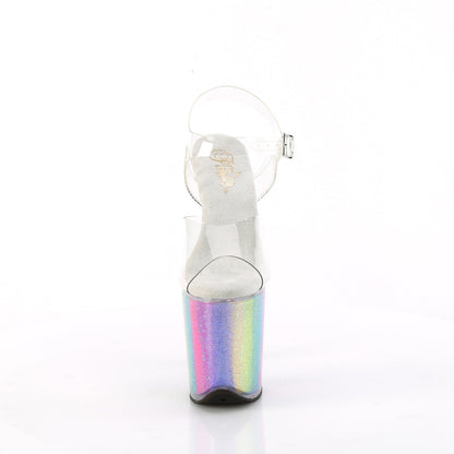 FLAMINGO-808RG-01 Pleaser Rainbow Glitter 8 Inch Sexy Platform Pole Heels