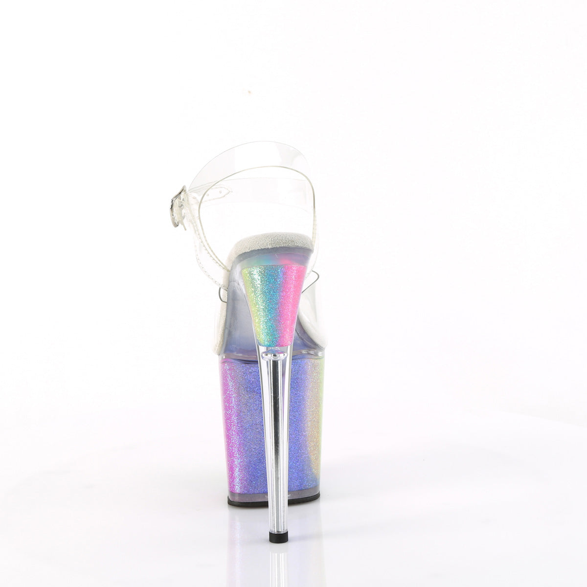 FLAMINGO-808RG-01 Pleaser Rainbow Glitter 8 Inch Sexy Platform Pole Heels