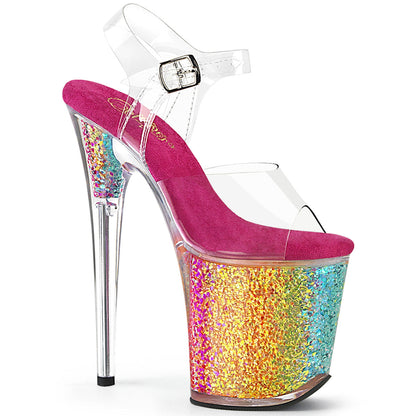FLAMINGO-808RG-02 Pleaser Rainbow 8 Inch Platform Sexy Pole Heels