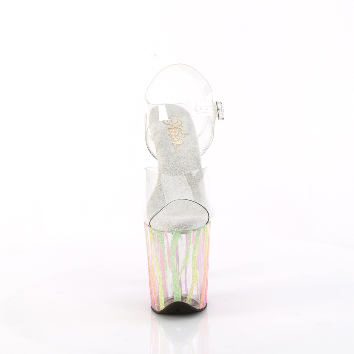 FLAMINGO-808RG-03 Pleaser Rainbow Glitter 8 Inch Platform Dancer Pole Heels