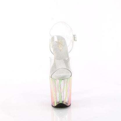 FLAMINGO-808RG-03 Pleaser Rainbow Glitter 8 Inch Platform Dancer Pole Heels