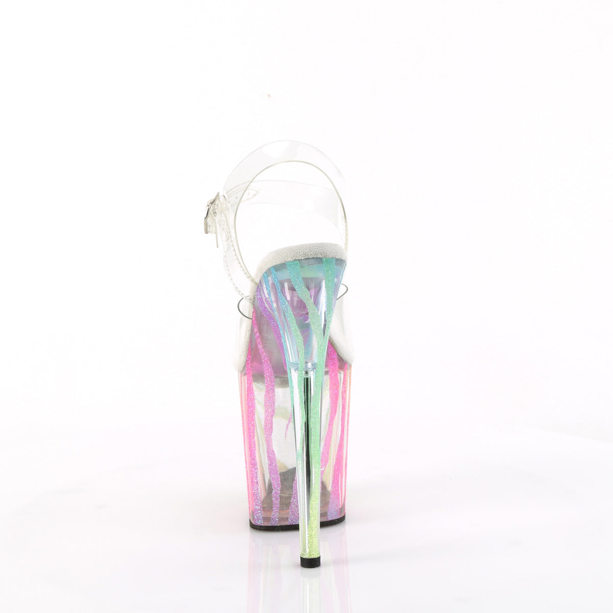 FLAMINGO-808RG-03 Pleaser Rainbow Glitter 8 Inch Platform Dancer Pole Heels