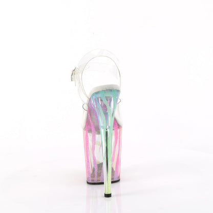 FLAMINGO-808RG-03 Pleaser Rainbow Glitter 8 Inch Platform Dancer Pole Heels