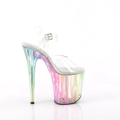 FLAMINGO-808RG-03 Pleaser Rainbow Glitter 8 Inch Platform Dancer Pole Heels