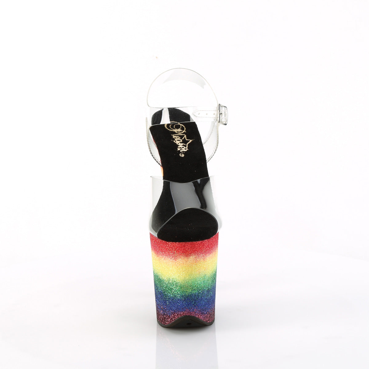 FLAMINGO-808RG-04 Pleaser Rainbow Glitter 8 Inch High Dancers Pole Heels