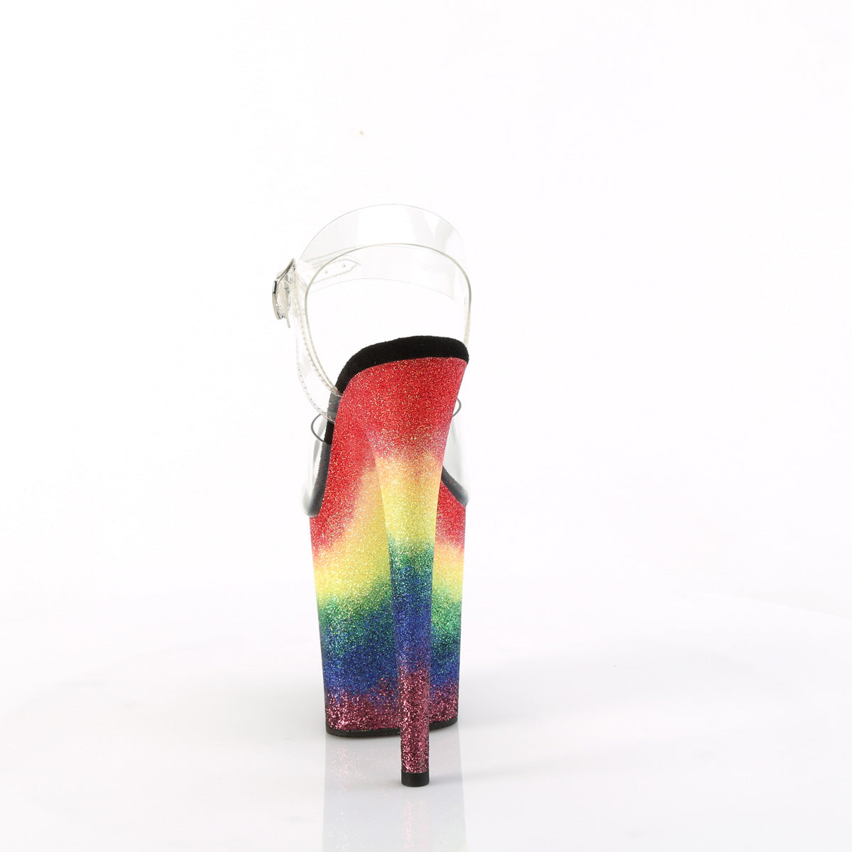 FLAMINGO-808RG-04 Pleaser Rainbow Glitter 8 Inch High Dancers Pole Heels