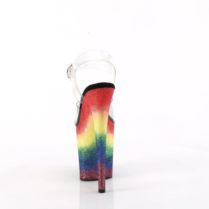 FLAMINGO-808RG-04 Pleaser Rainbow Glitter 8 Inch High Dancers Pole Heels