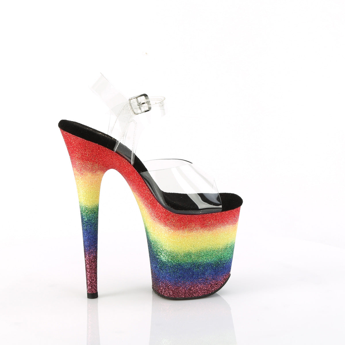 FLAMINGO-808RG-04 Pleaser Rainbow Glitter 8 Inch High Dancers Pole Heels