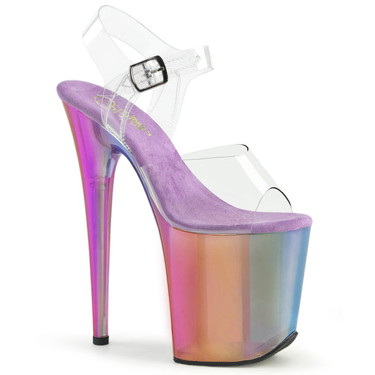 FLAMINGO-808RMT Pleaser Rainbow 8 Inch Statement Dancer Pole Heels Clr Rainbow Misty Tinted