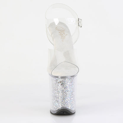 FLAMINGO-808RSI Pleaser Clear Bling 8 Inch Performance High Pole Heels